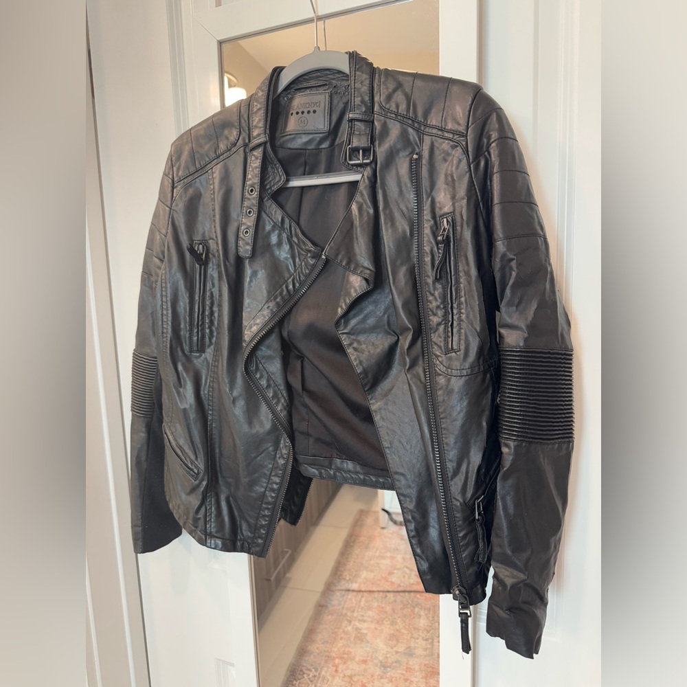 Blank NYC black faux leather moto jacket